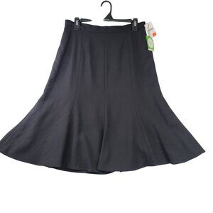 Jenvie Black Wool Blend A-Line Skirt 10 Classic Vintage Design Flared USA